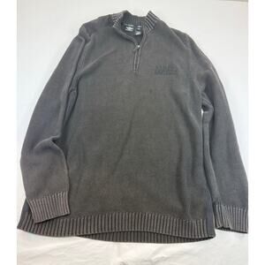 Harley Davidson Pullover 1/4 Zip Sweater Men’s 2XL 100% Cotton Black & Gray